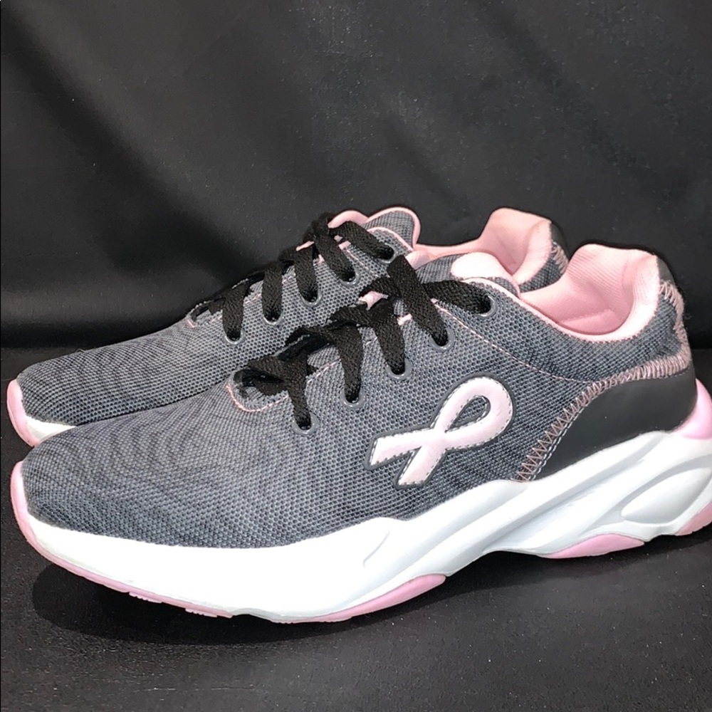 Breast Cancer Awareness Pink & Gray Sneakers